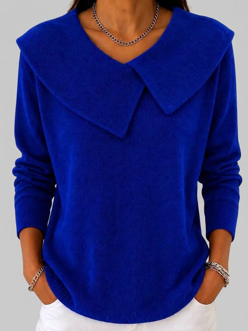 Abigail | Oversized collar V-neck long sleeve knit pullover in soft pink