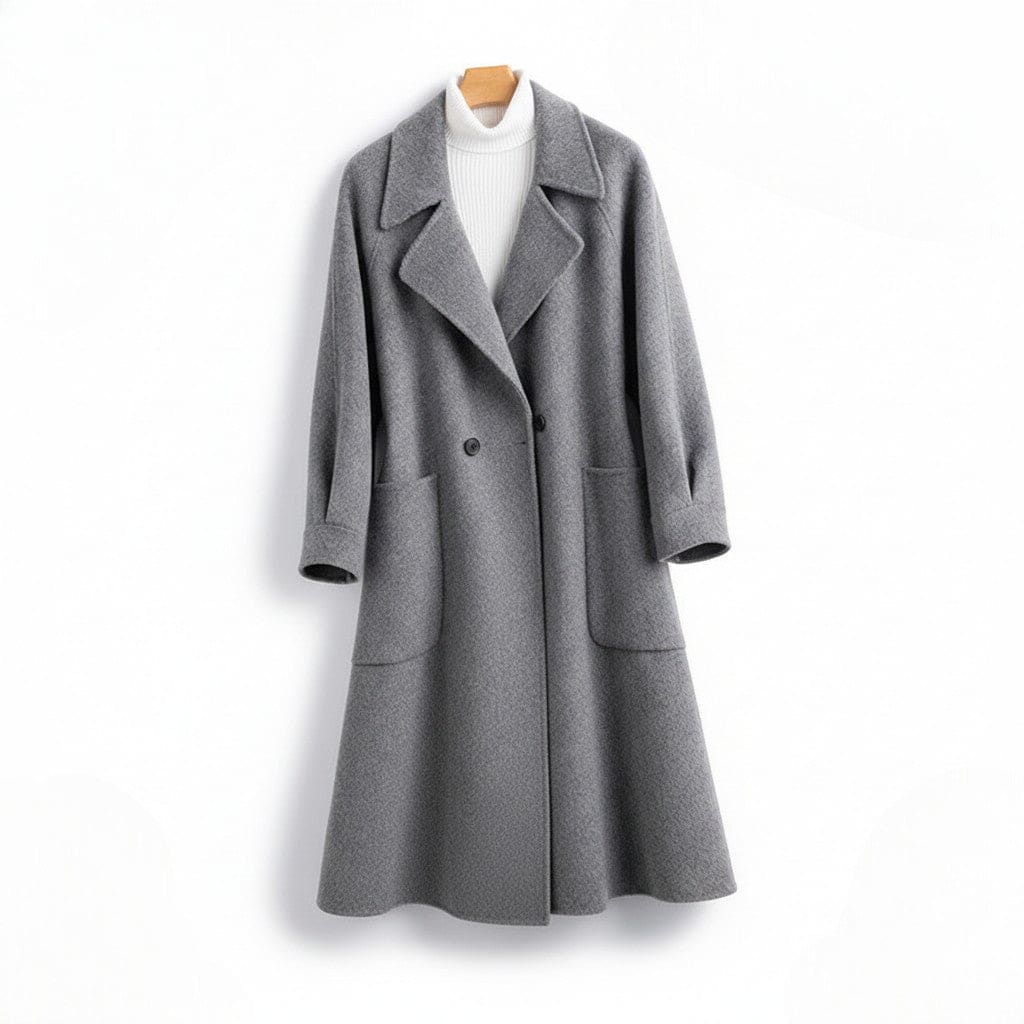 Erin | Double Breasted Long Coat With Relaxed Silhouette