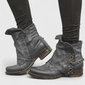 Christine | Ankle Boots with Buckle Straps and Side Zip Detail