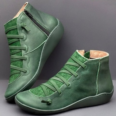 Isla | Arch Support Ankle Boots with Side Zip and Criss-Cross Lacing Detail