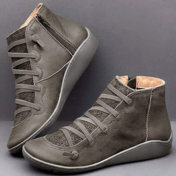 Isla | Arch Support Ankle Boots with Side Zip and Criss-Cross Lacing Detail