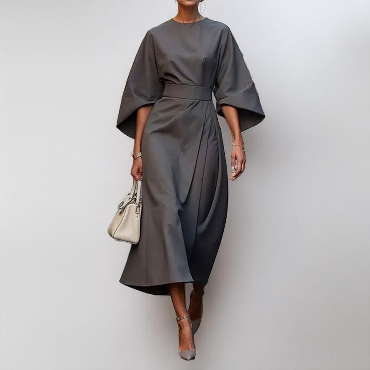 Kirsty | Belted Maxi Wedding Dress with Dolman Sleeves and Wrap Silhouette