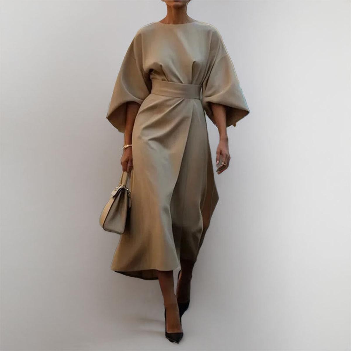 Kirsty | Belted Maxi Wedding Dress with Dolman Sleeves and Wrap Silhouette