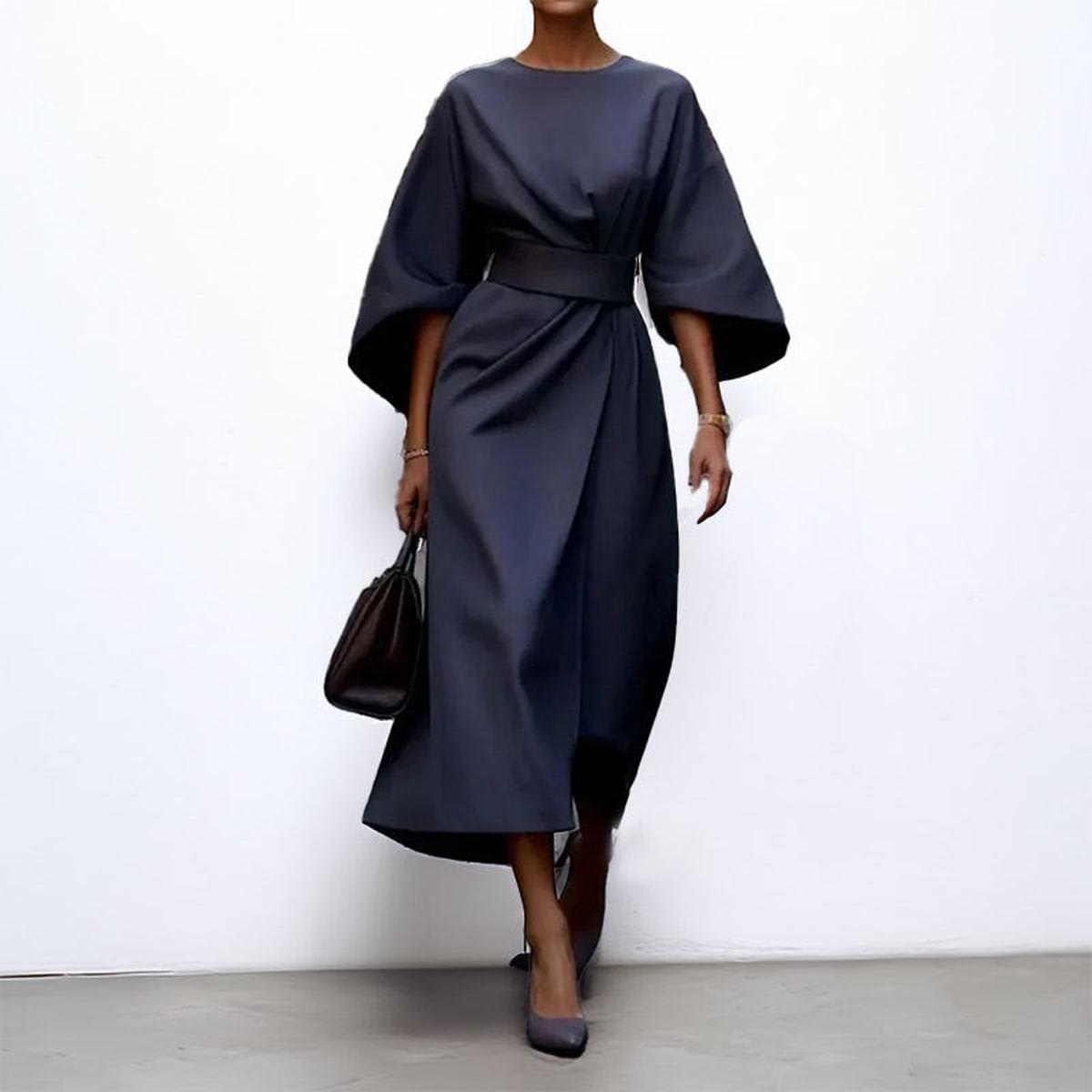 Kirsty | Belted Maxi Wedding Dress with Dolman Sleeves and Wrap Silhouette