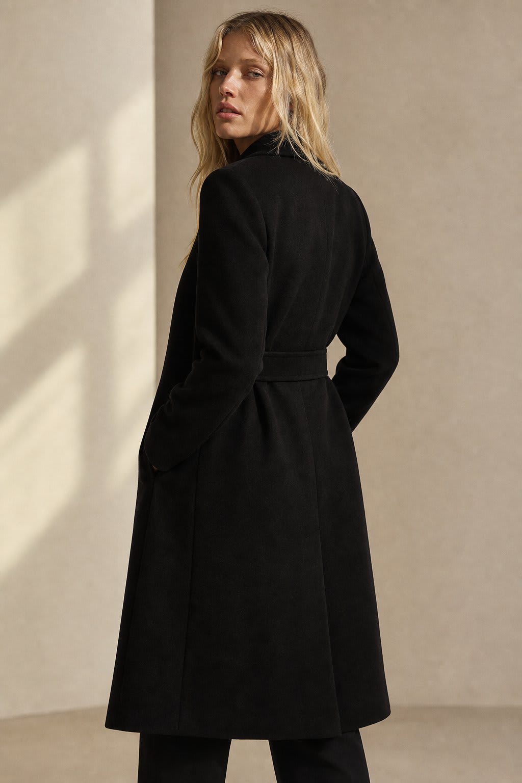 Vicky | belted midi coat with tailored silhouette and tie waist