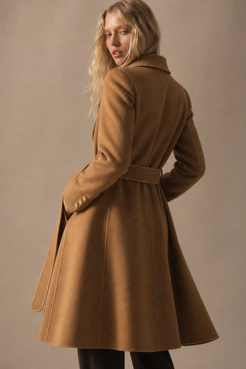 Kelly | belted wrap coat with tailored notch lapels