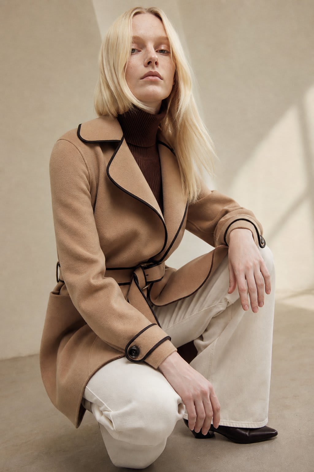 Kelly | belted wrap coat with tailored notch lapels
