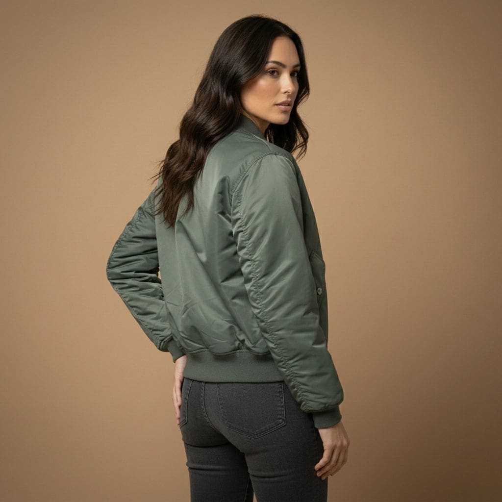 Anne | Bomber Jacket with Zipper Closure and Ribbed Trims