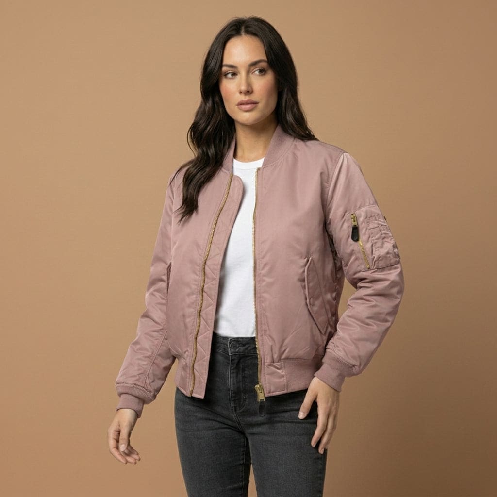 Anne | Bomber Jacket with Zipper Closure and Ribbed Trims