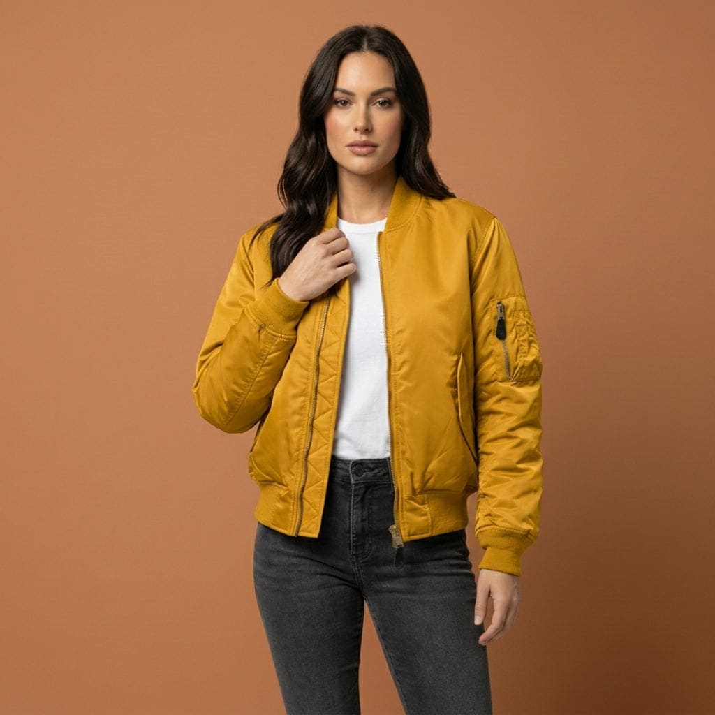 Anne | Bomber Jacket with Zipper Closure and Ribbed Trims