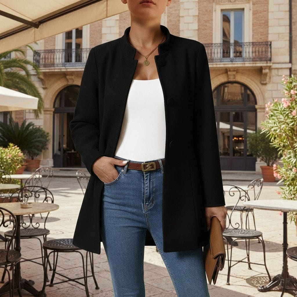 Mia | Button Front A-Line Coat with Classic Collar and Flattering Midi Length