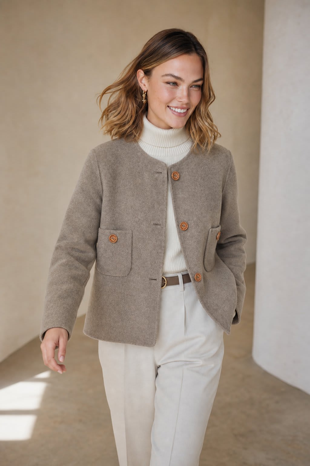 Sharon | jacket with round neck and button-front detailing