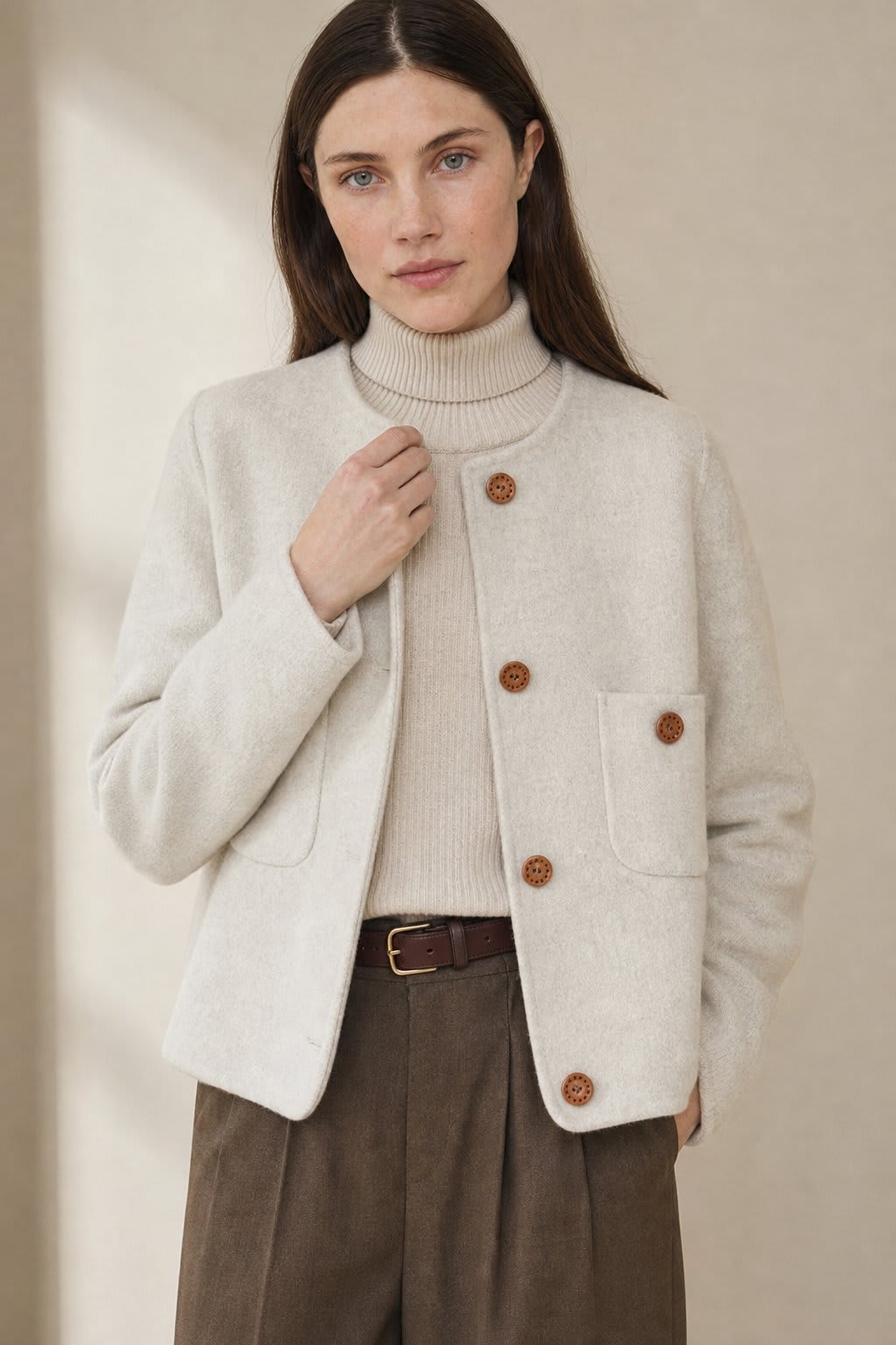 Sharon | jacket with round neck and button-front detailing