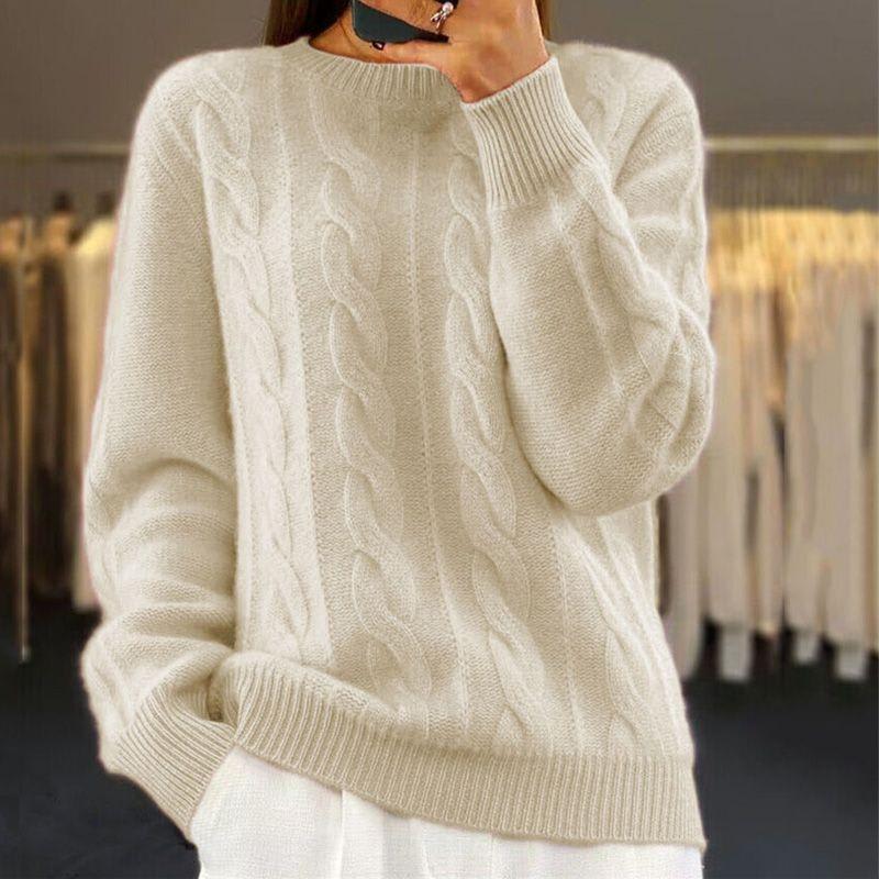 Maureen | Cable Knit Jumper with Relaxed Fit and Ribbed Neckline