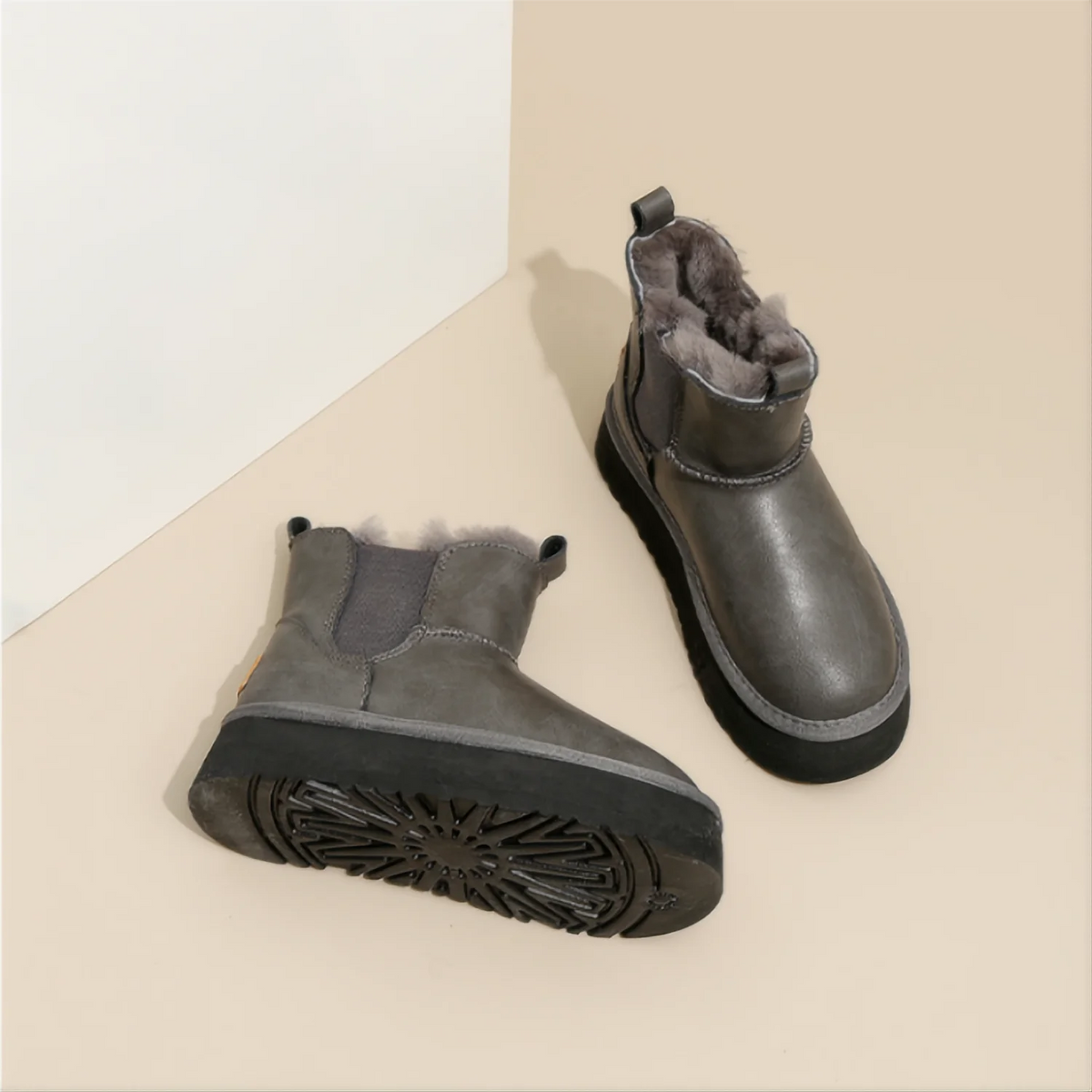 Sheila | Chelsea Platform Boots with Fur Lining and Chunky Sole