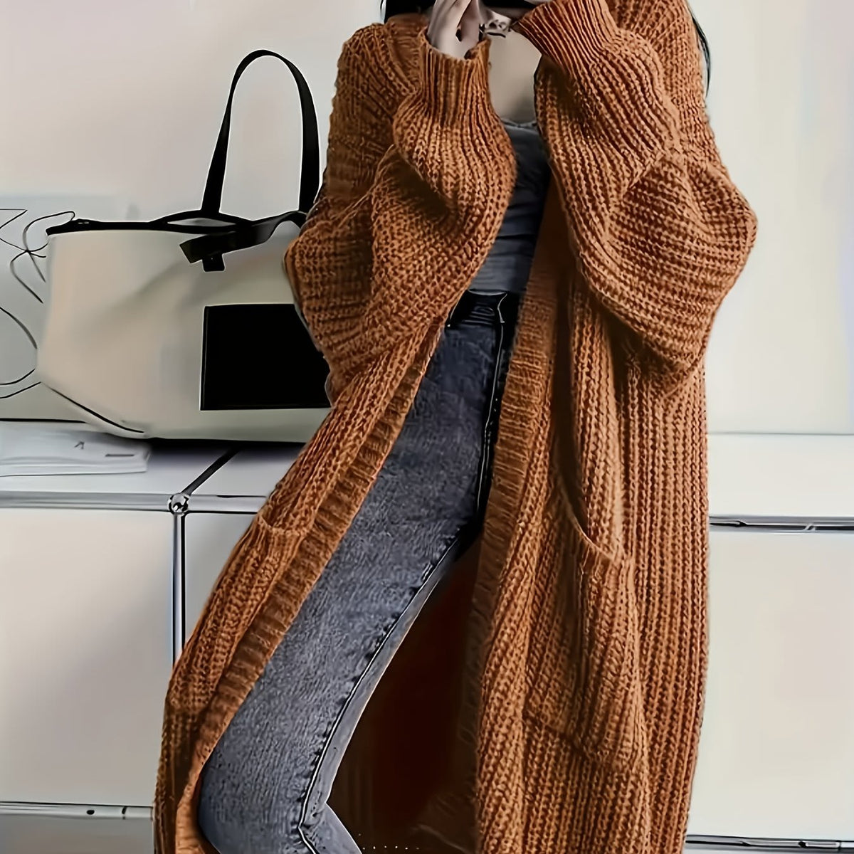 Marion | Chunky Knit Longline Cardigan with Button Front