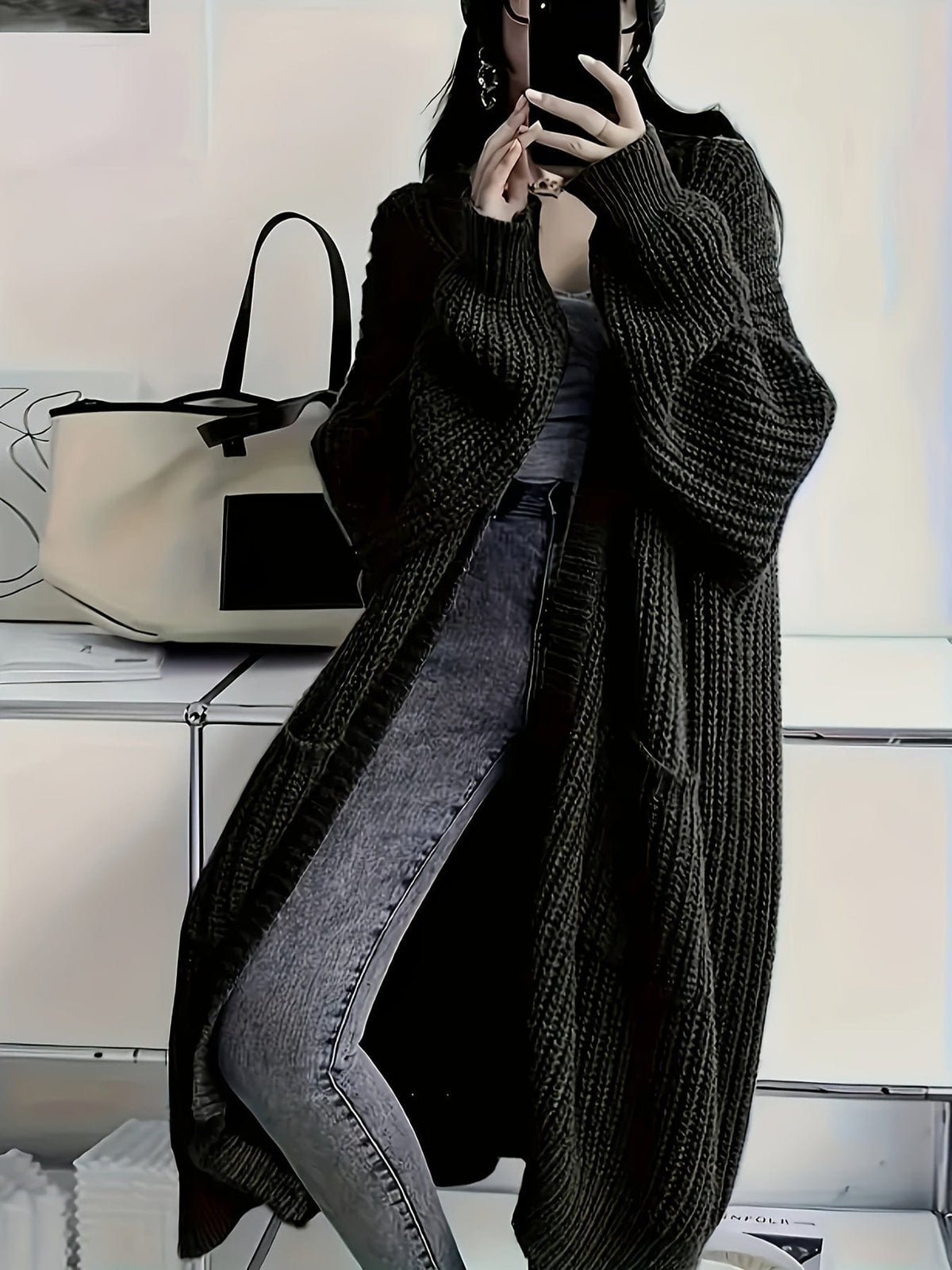 Marion | Chunky Knit Longline Cardigan with Button Front