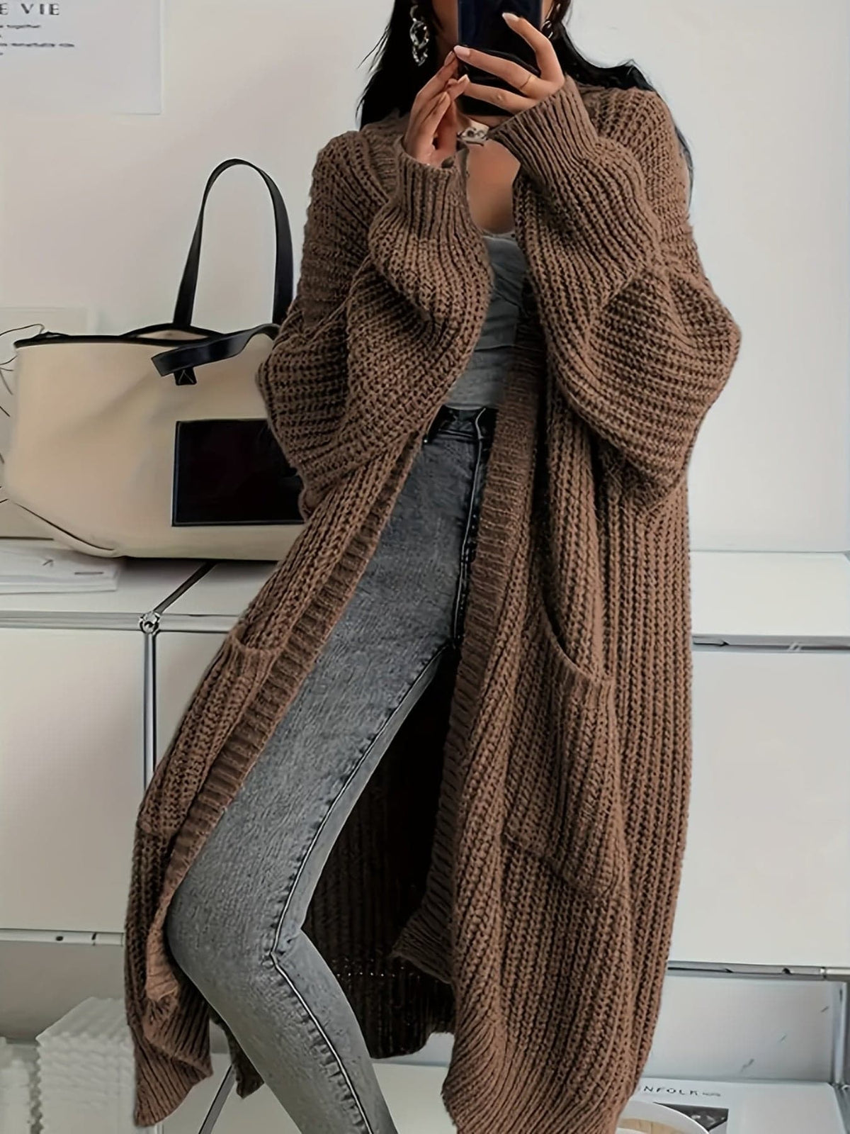 Marion | Chunky Knit Longline Cardigan with Button Front