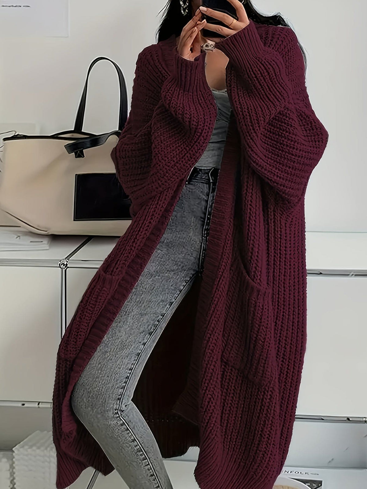 Marion | Chunky Knit Longline Cardigan with Button Front