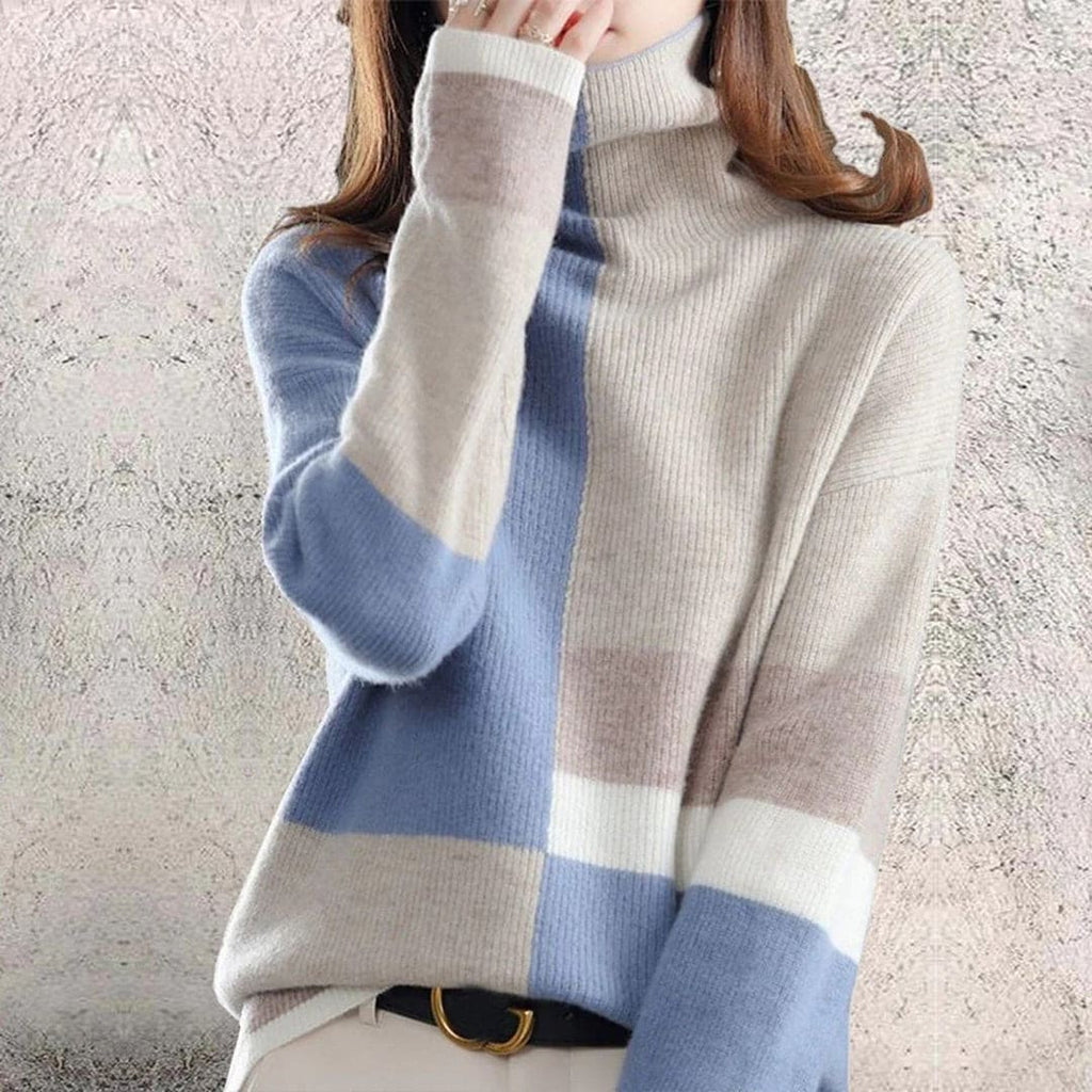 Yvonne | Color Block Turtleneck Sweater with Soft Knit and Relaxed Fit