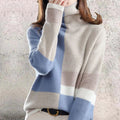 Yvonne | Color Block Turtleneck Sweater with Soft Knit and Relaxed Fit