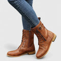 Willow | Combat Boots with Lace-Up Front and Side Zip Closure