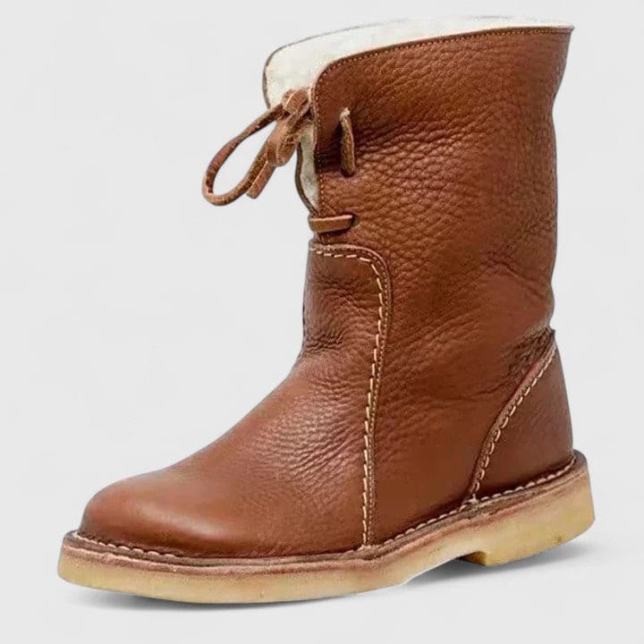Anne | Cozy Ankle Boots with Faux Fur Cuff and Lace-Up Detail
