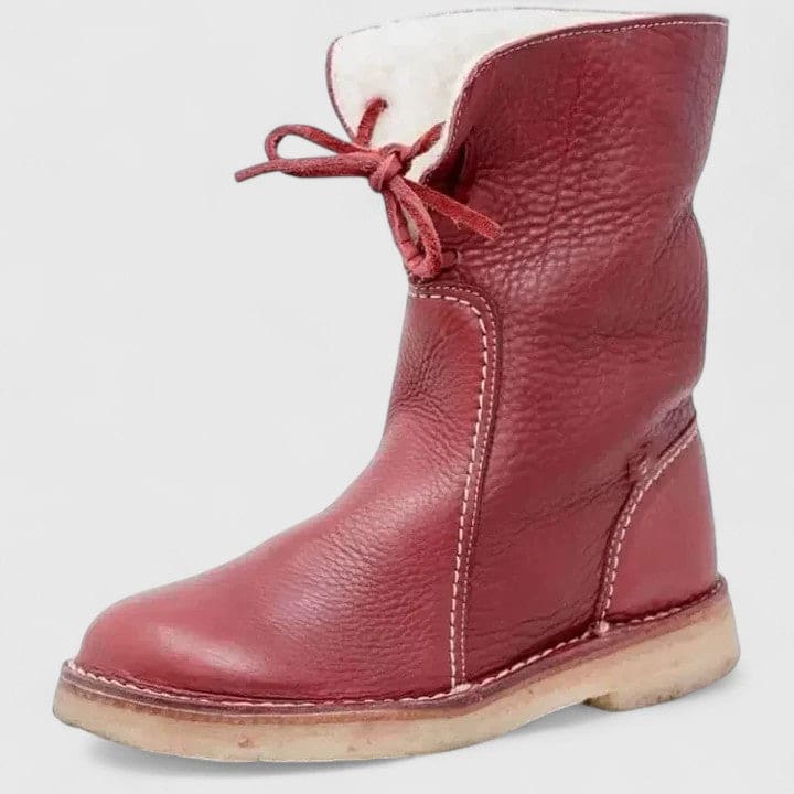 Anne | Cozy Ankle Boots with Faux Fur Cuff and Lace-Up Detail