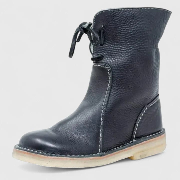 Anne | Cozy Ankle Boots with Faux Fur Cuff and Lace-Up Detail