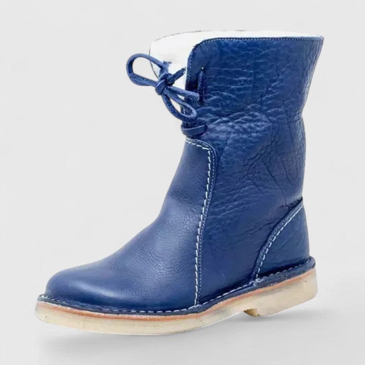 Anne | Cozy Ankle Boots with Faux Fur Cuff and Lace-Up Detail