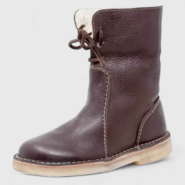 Anne | Cozy Ankle Boots with Faux Fur Cuff and Lace-Up Detail
