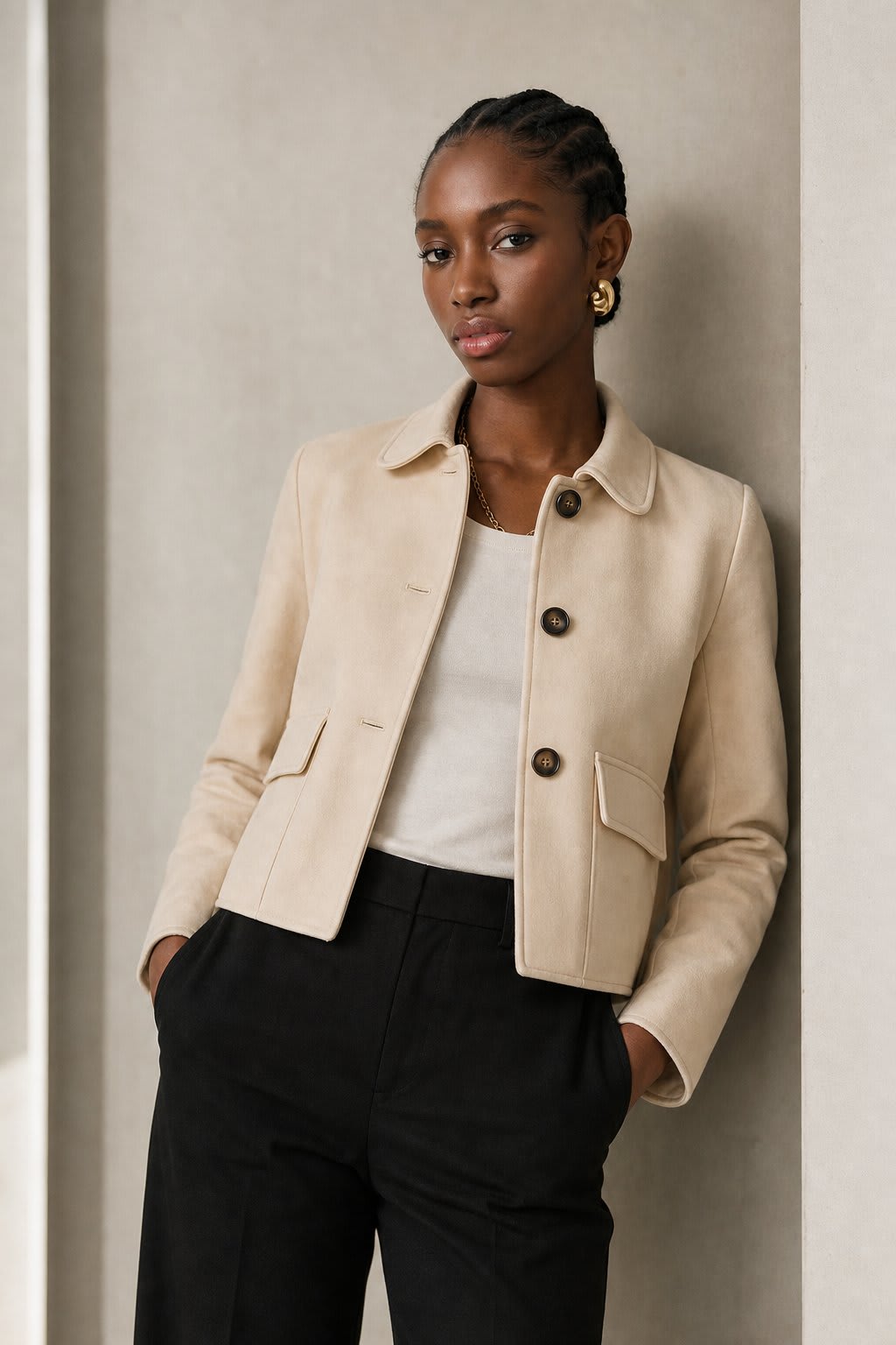 Charlie | cropped jacket with structured pockets and polished lapel collar