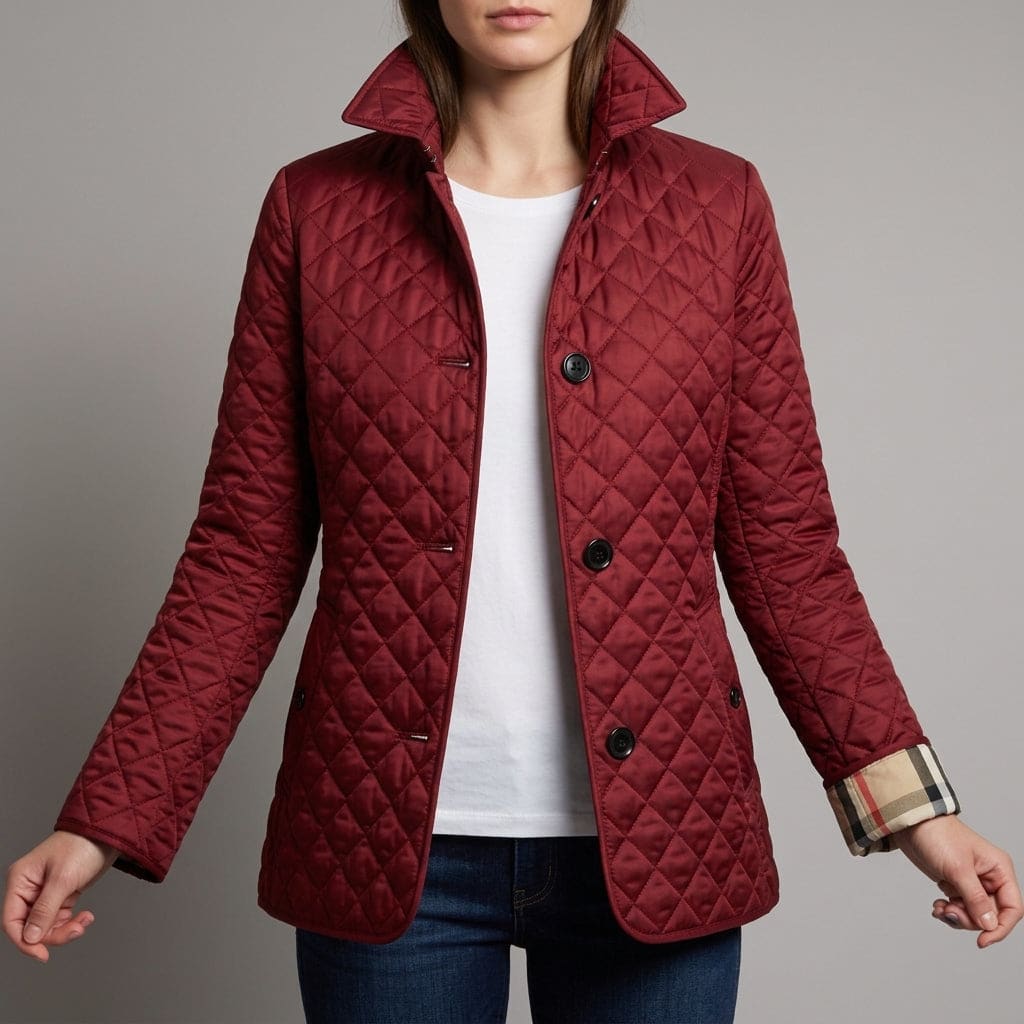 Jade | Diamond Quilted Jacket with Classic Collar and Button Front