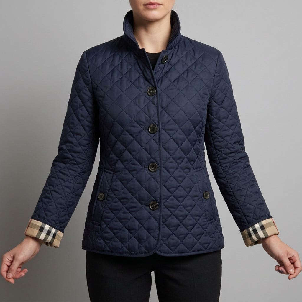 Jade | Diamond Quilted Jacket with Classic Collar and Button Front