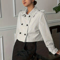Sarah | Double-Breasted Cropped Jacket with Epaulettes and Notch Lapel