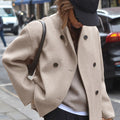 Florence | Double Breasted Pea Coat with Oversized Fit and Stand Collar