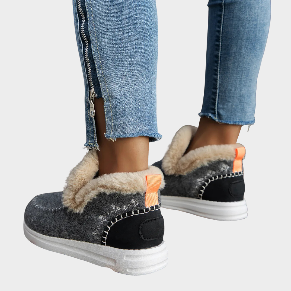 Amanda | Faux Fur Lined Ankle Boots with Slip Resistant Sole