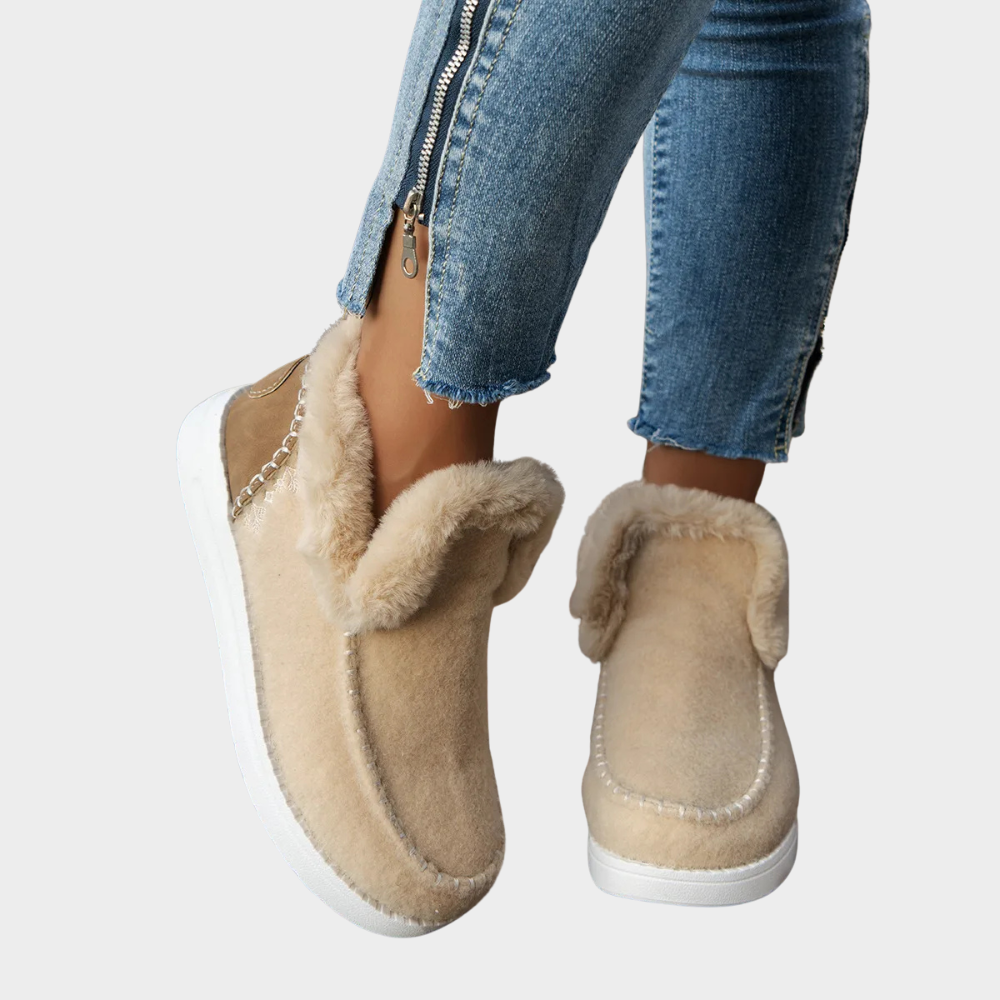 Amanda | Faux Fur Lined Ankle Boots with Slip Resistant Sole