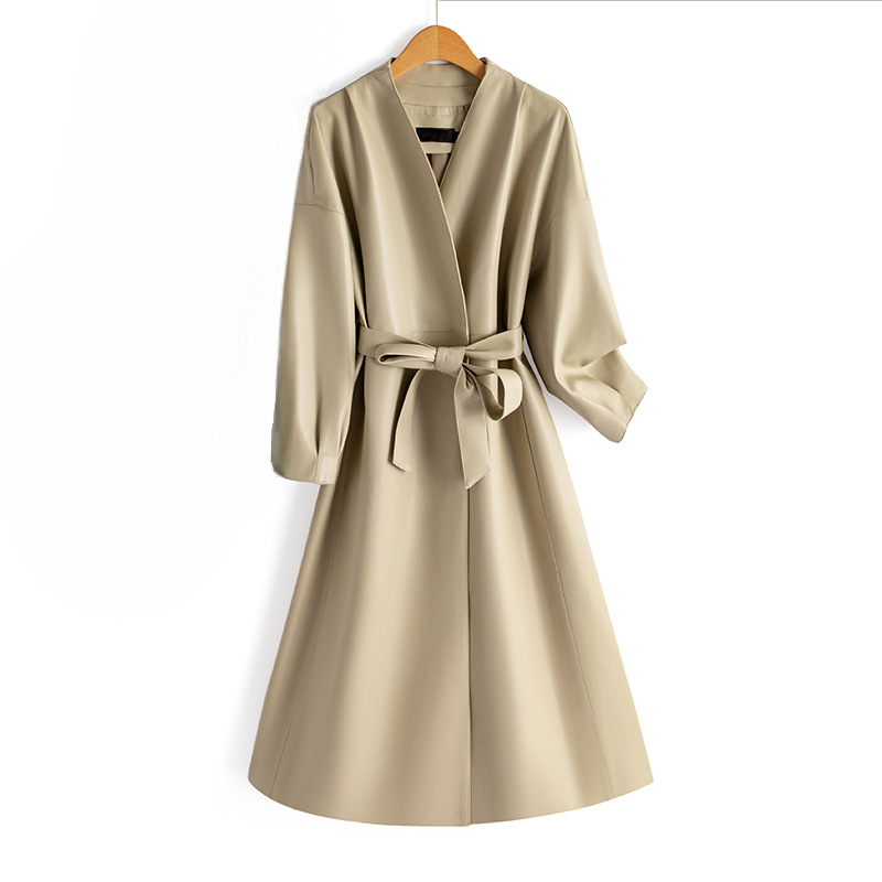 Freya | Wrap Coat With V Neckline And Self Tie Belt