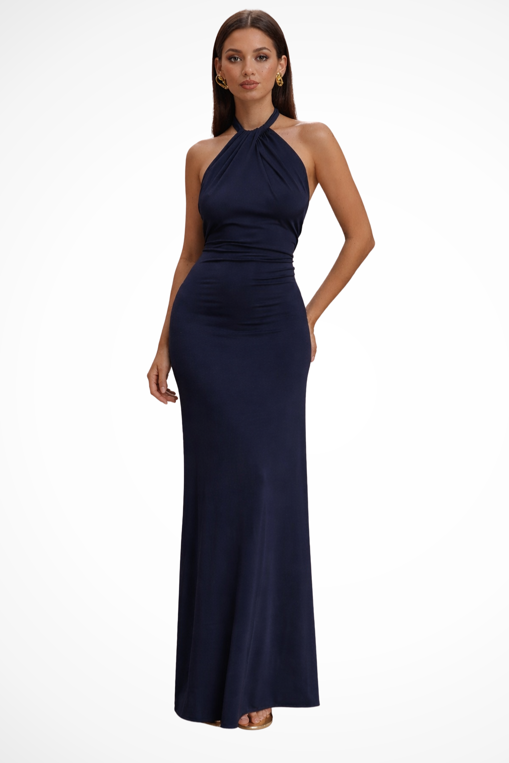 Rachel | Halter Neck Wedding Dress with Gathered Bodice and Open Back