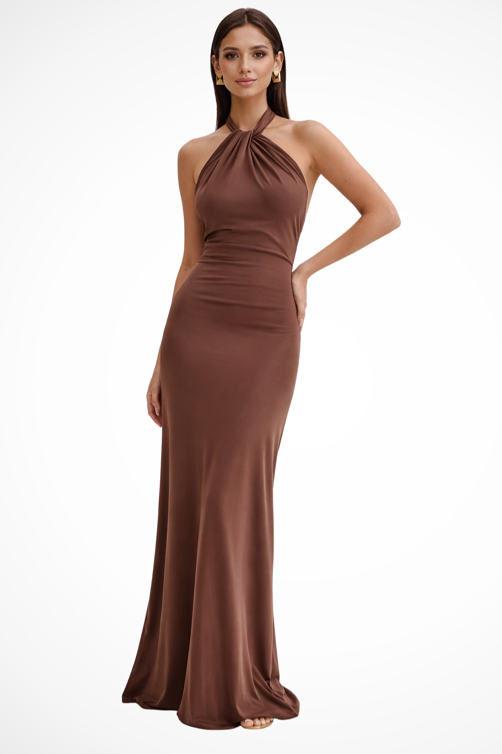 Rachel | Halter Neck Wedding Dress with Gathered Bodice and Open Back
