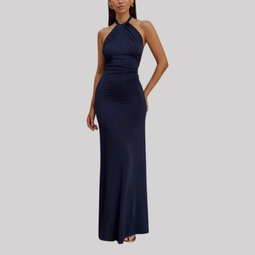 Tracy | Halter Neck Maxi Wedding Dress with Open Back and Bodycon Silhouette