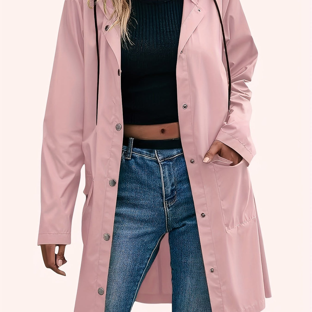 Kirsty | Hooded Trench Coat with Button Front and Longline Silhouette