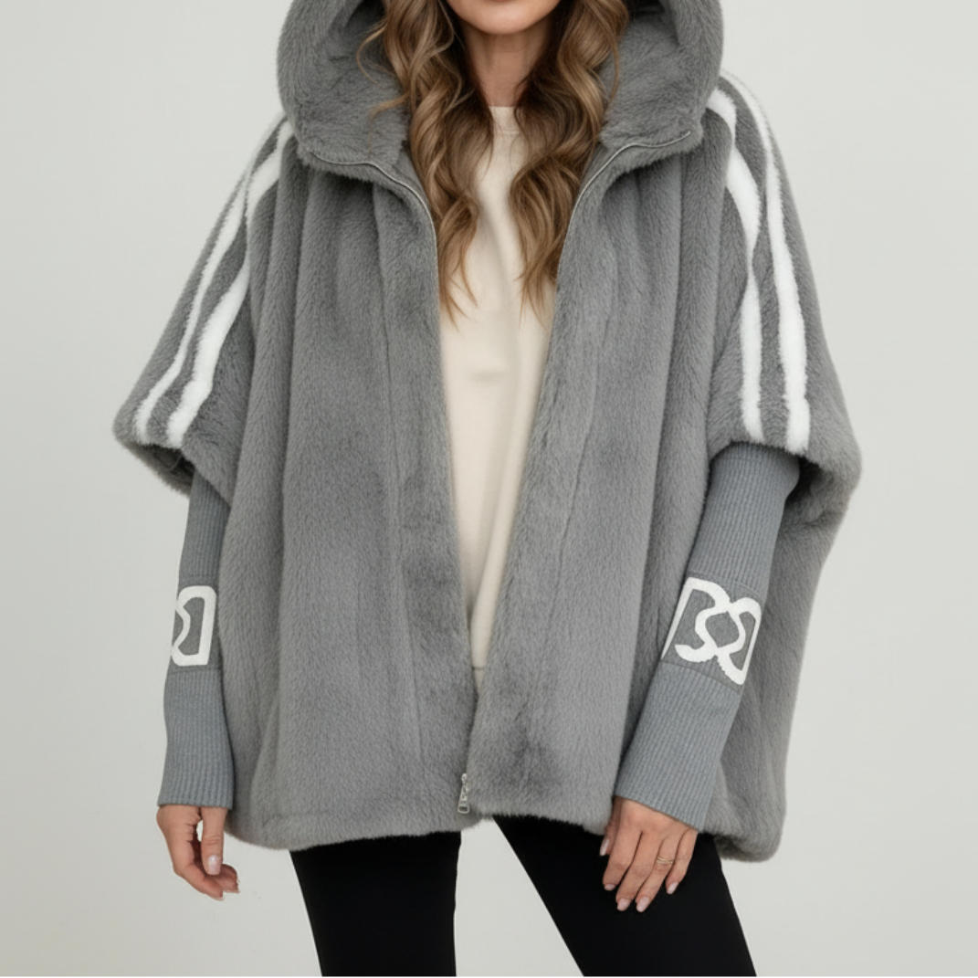 Hayley | Hooded Zip-Up Jacket with Oversized Silhouette and Sporty Sleeve Stripes