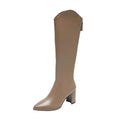 Lauren | Knee High Boots with Block Heel and Pointed Toe