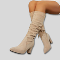 Christine | Knee-High Boots with Ruched Block Heel