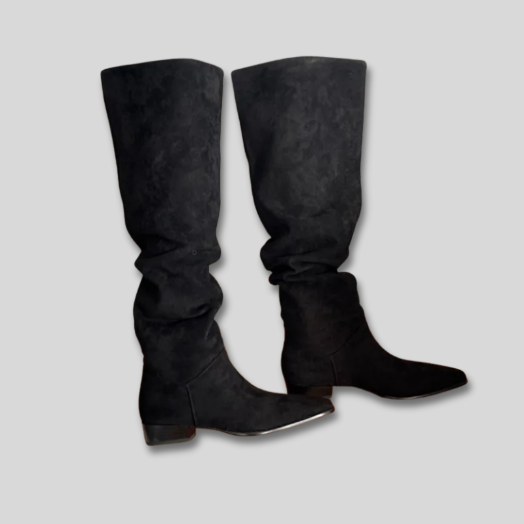 Florence | Knee High Boots with Soft Slouch Design and Low Heel