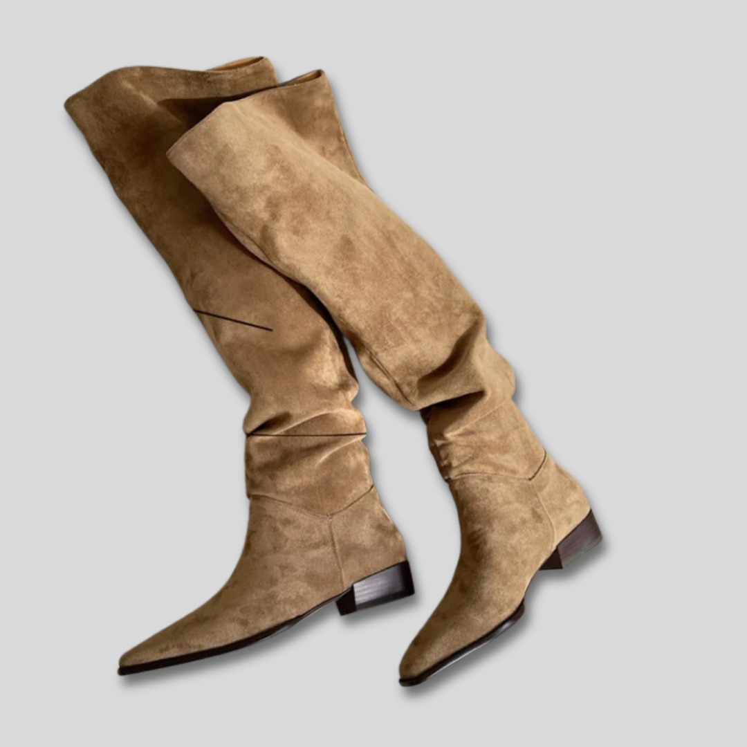 Florence | Knee High Boots with Soft Slouch Design and Low Heel
