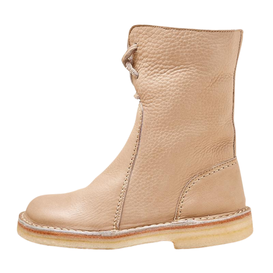 Gemma | Lace-Up Ankle Boots with Contrast Sole and Textured Leather Upper
