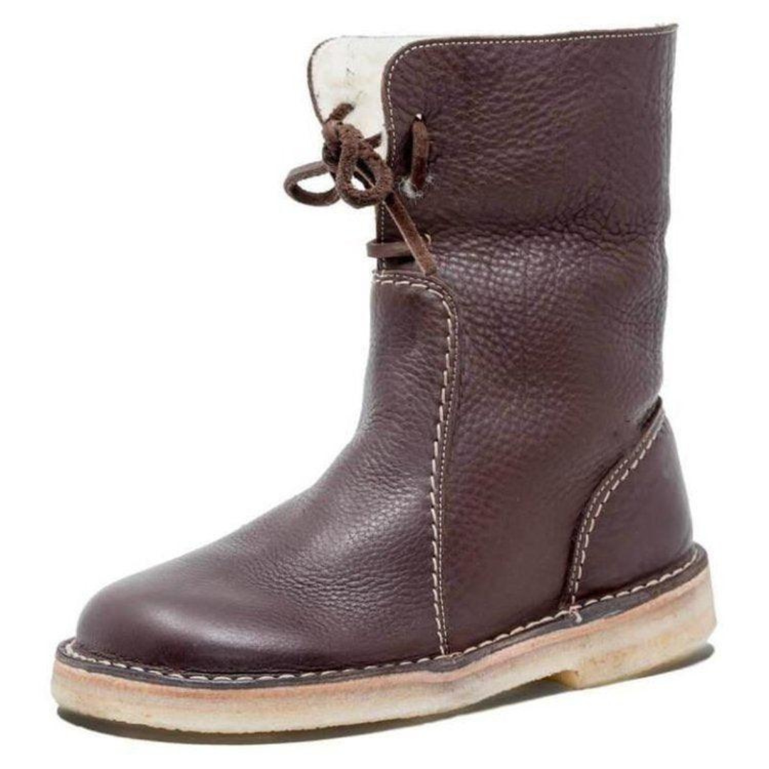 Gemma | Lace-Up Ankle Boots with Contrast Sole and Textured Leather Upper